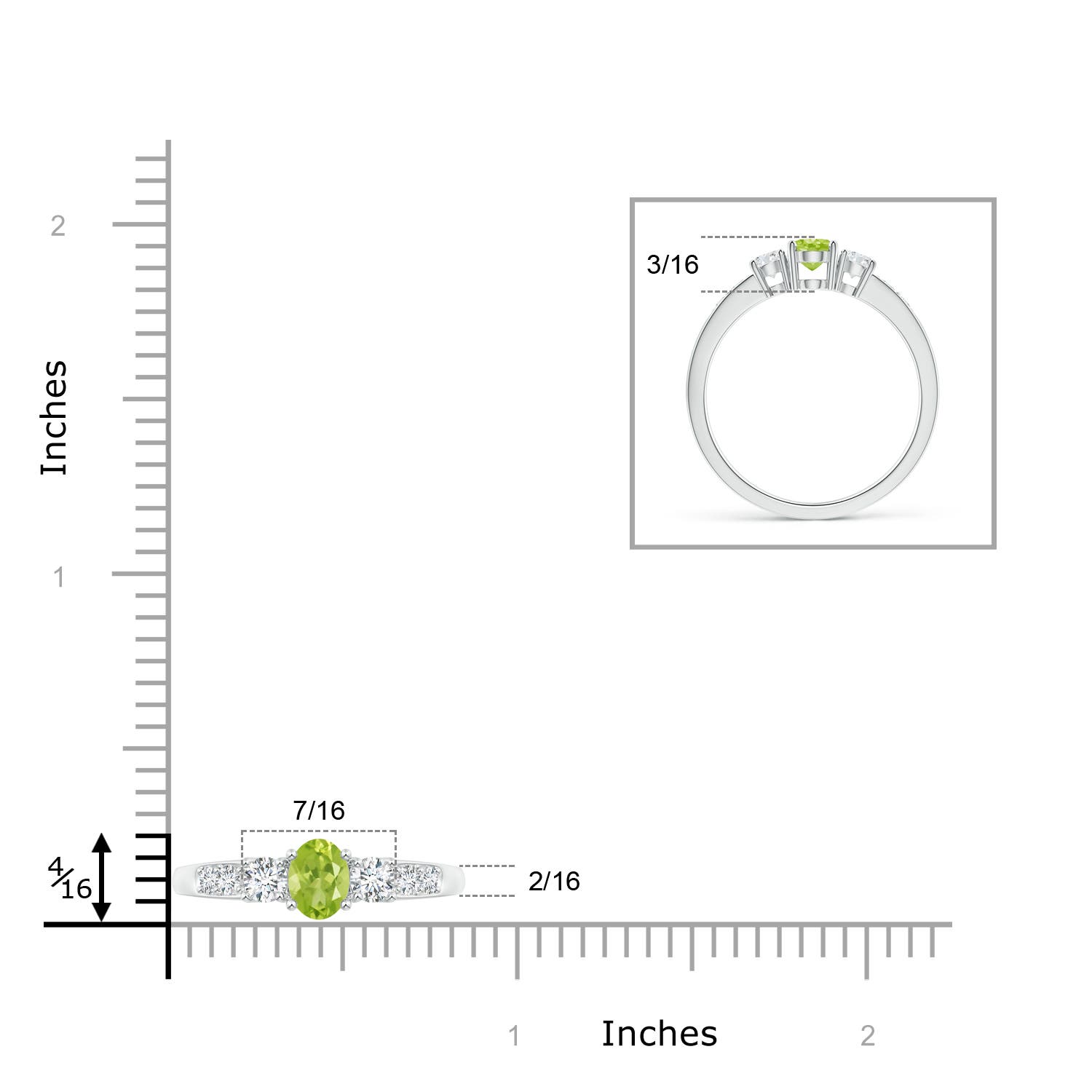 AA - Peridot / 0.81 CT / 14 KT White Gold