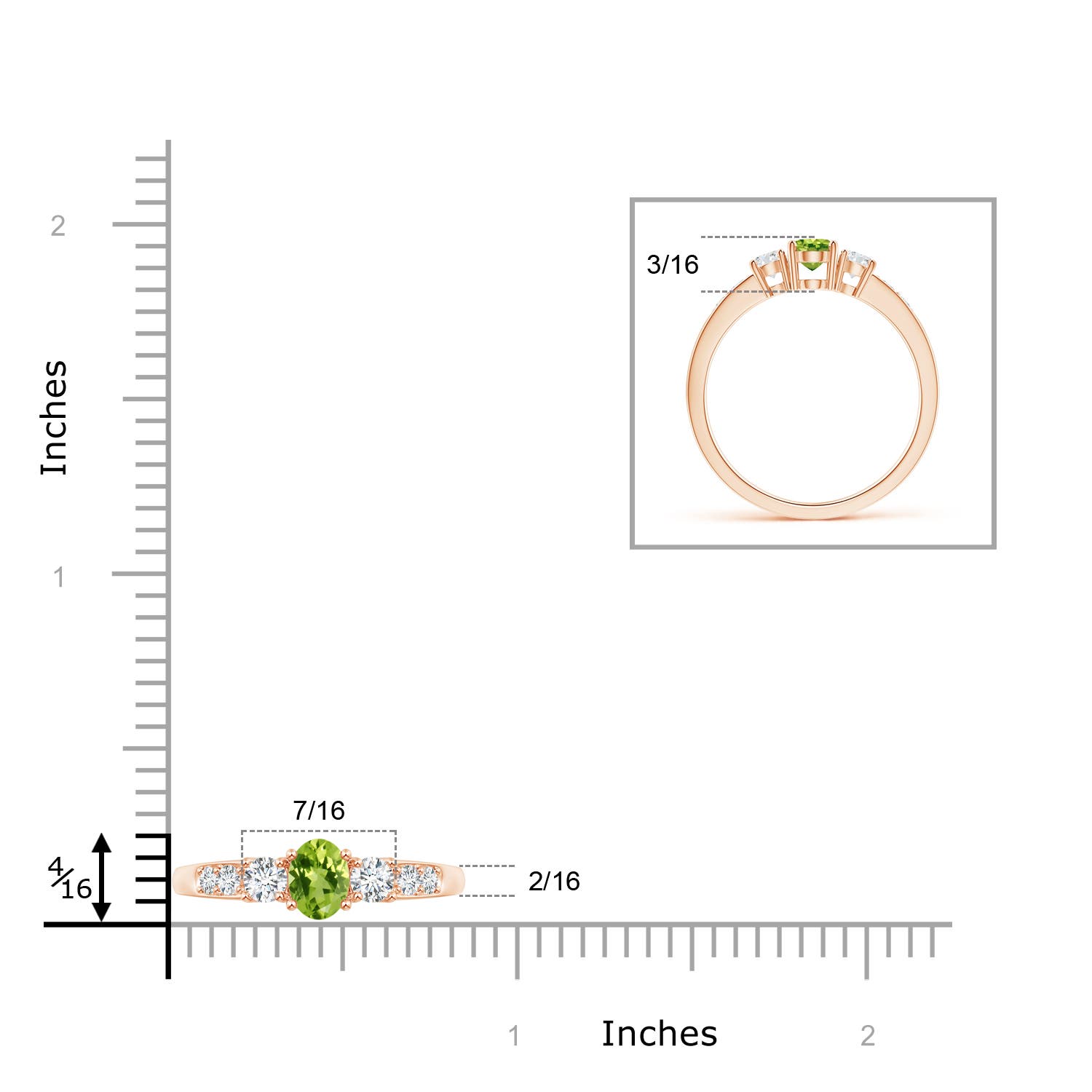 AAA - Peridot / 0.81 CT / 14 KT Rose Gold