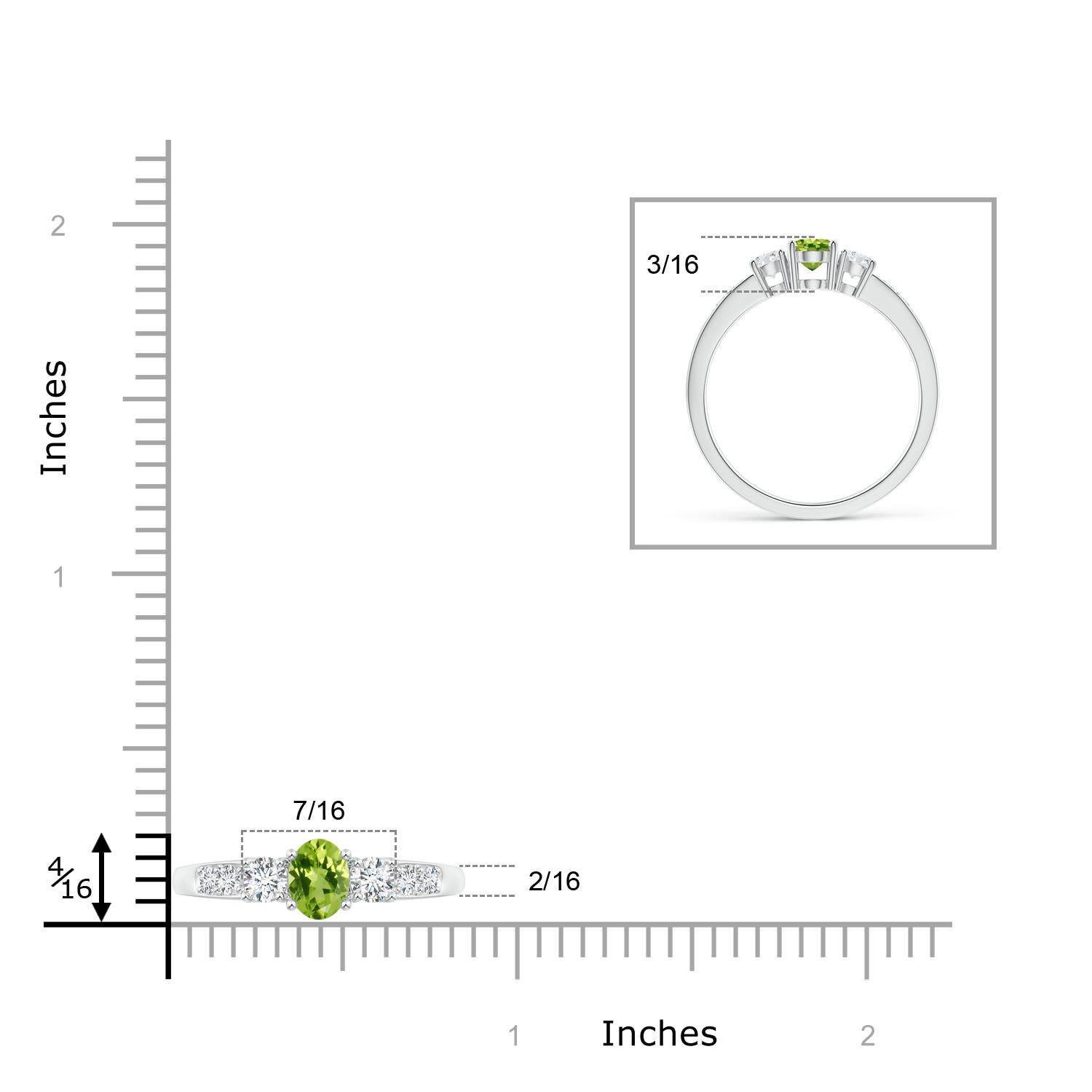 AAA - Peridot / 0.81 CT / 14 KT White Gold