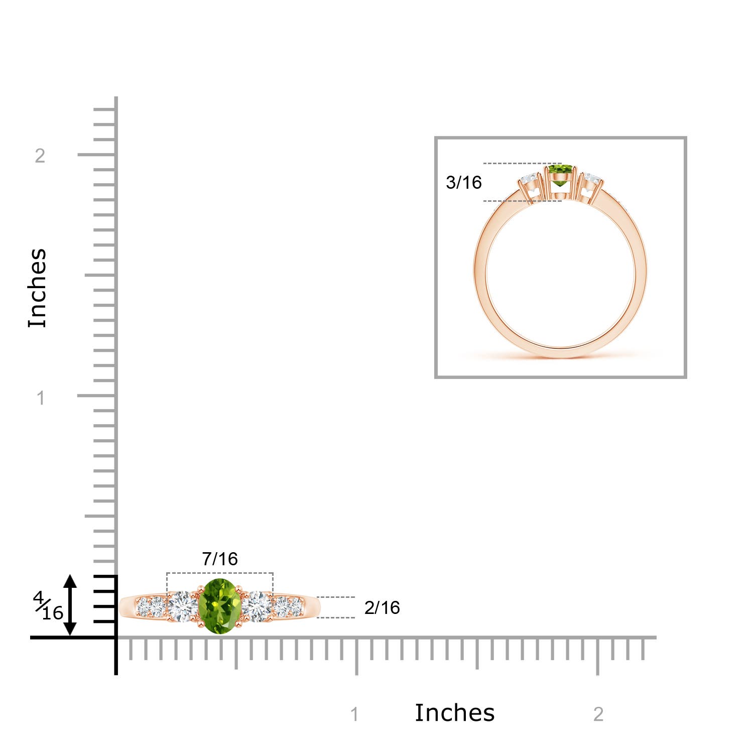 AAAA - Peridot / 0.81 CT / 14 KT Rose Gold