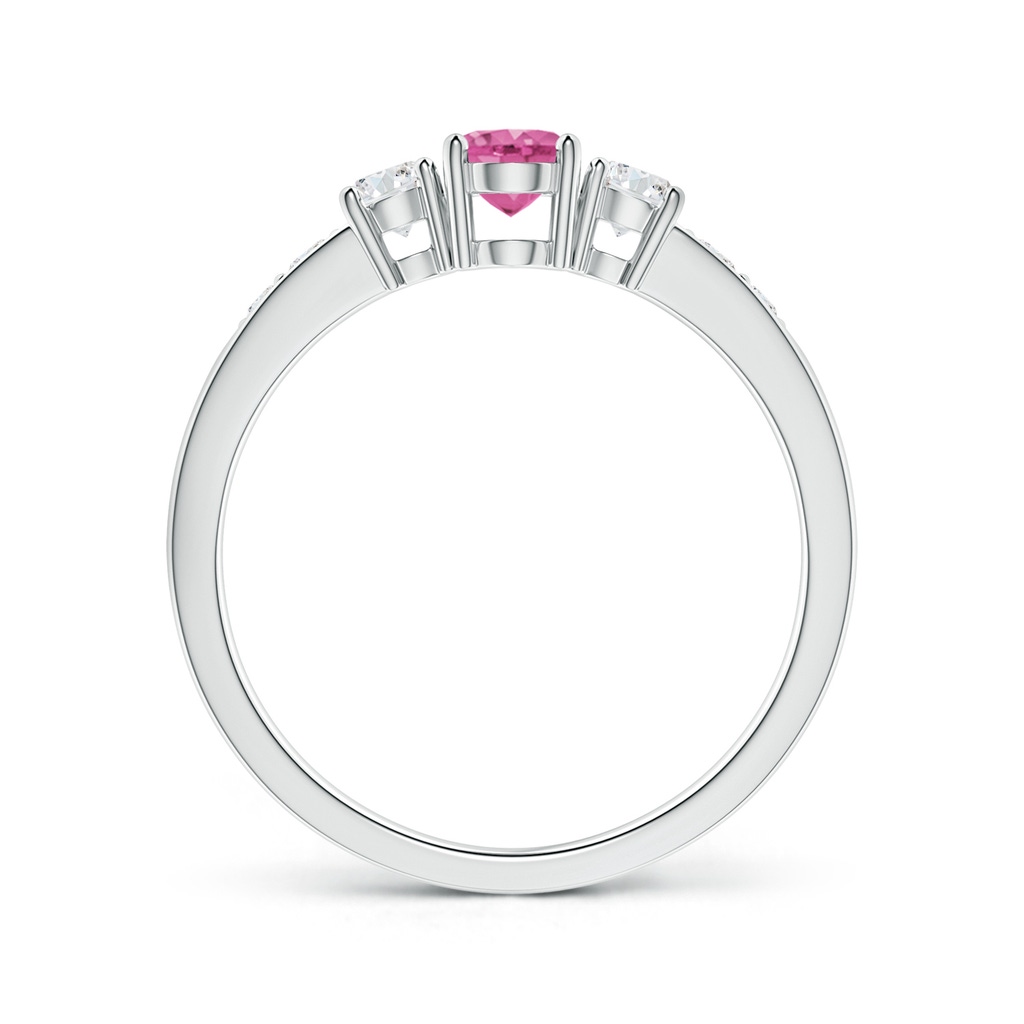 6x4mm AAA Three Stone Pink Sapphire and Diamond Ring with Accents in White Gold Product Image