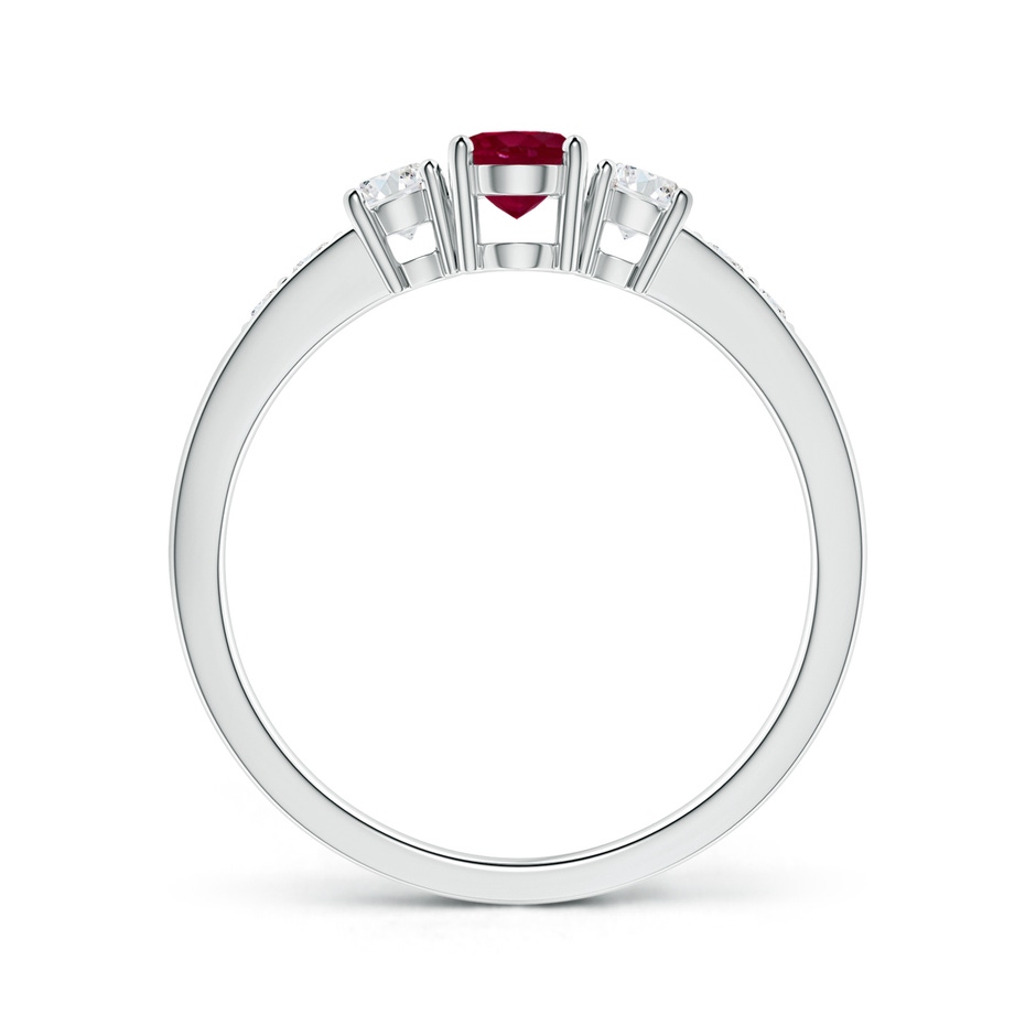 6x4mm A Three Stone Ruby and Diamond Ring with Accents in White Gold side 199