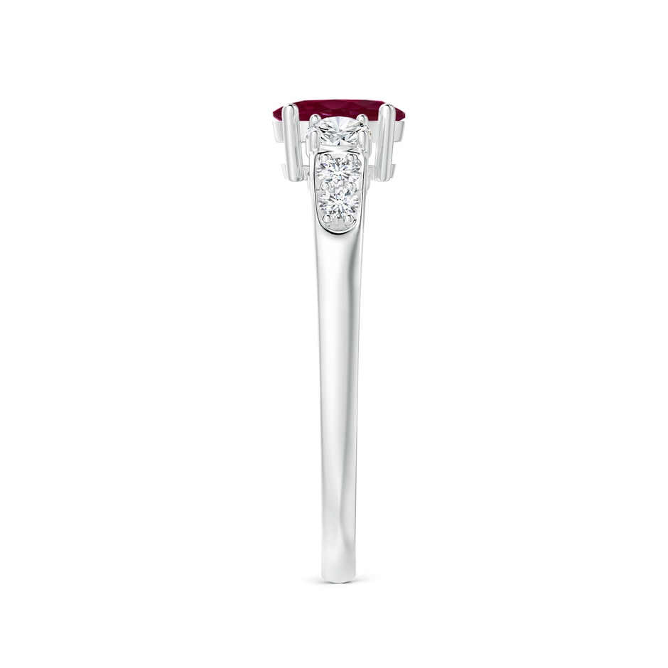 6x4mm A Three Stone Ruby and Diamond Ring with Accents in White Gold side 299