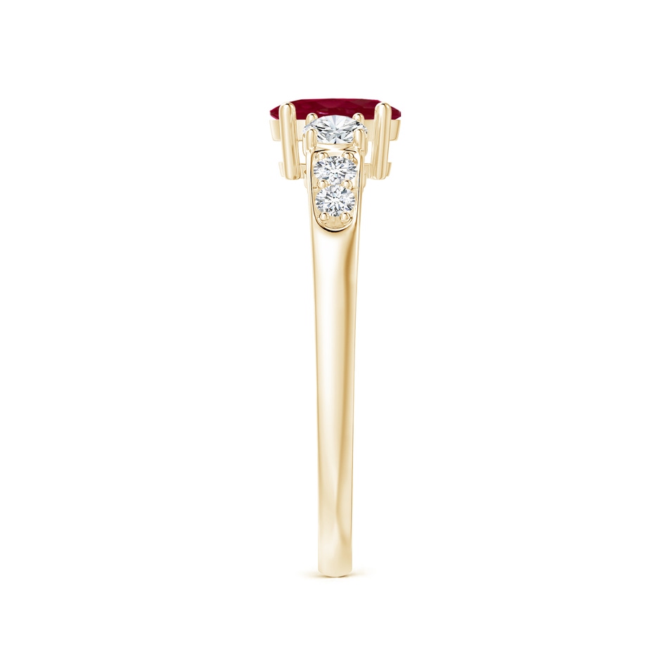 6x4mm AA Three Stone Ruby and Diamond Ring with Accents in 18K Yellow Gold side 299