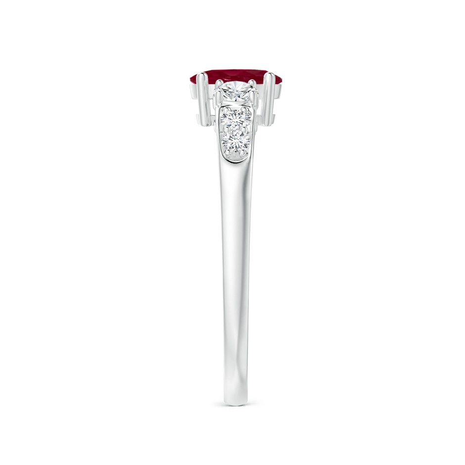 6x4mm AA Three Stone Ruby and Diamond Ring with Accents in White Gold side 299