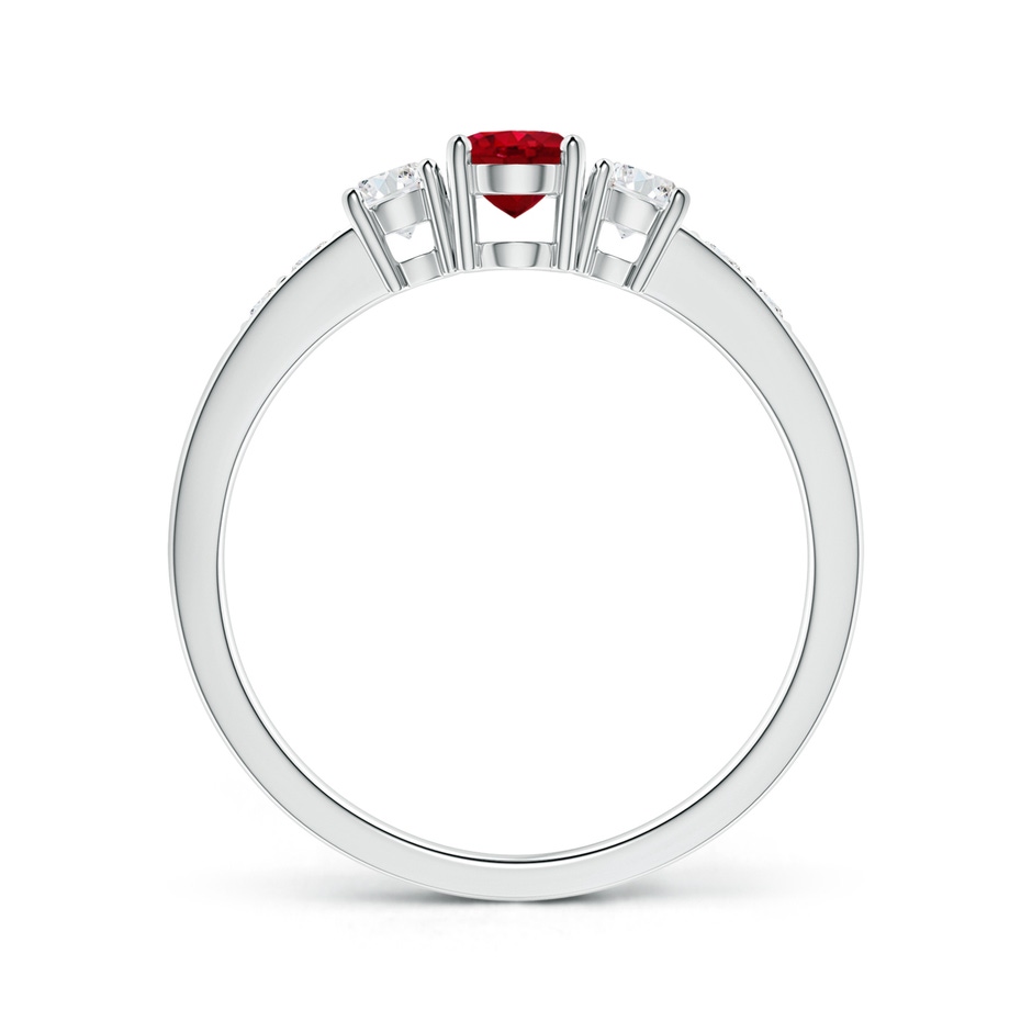 6x4mm AAA Three Stone Ruby and Diamond Ring with Accents in White Gold side 199
