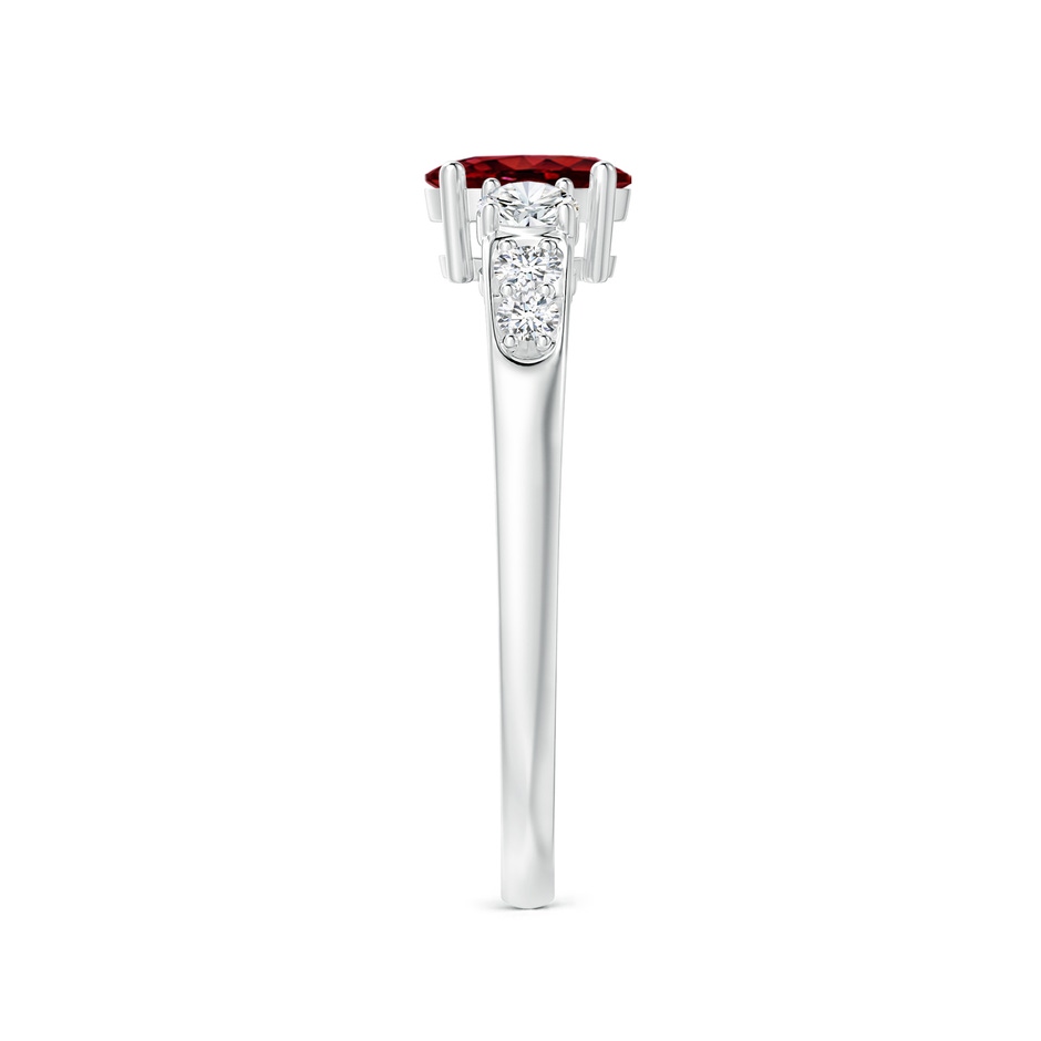 6x4mm AAAA Three Stone Ruby and Diamond Ring with Accents in P950 Platinum side 299
