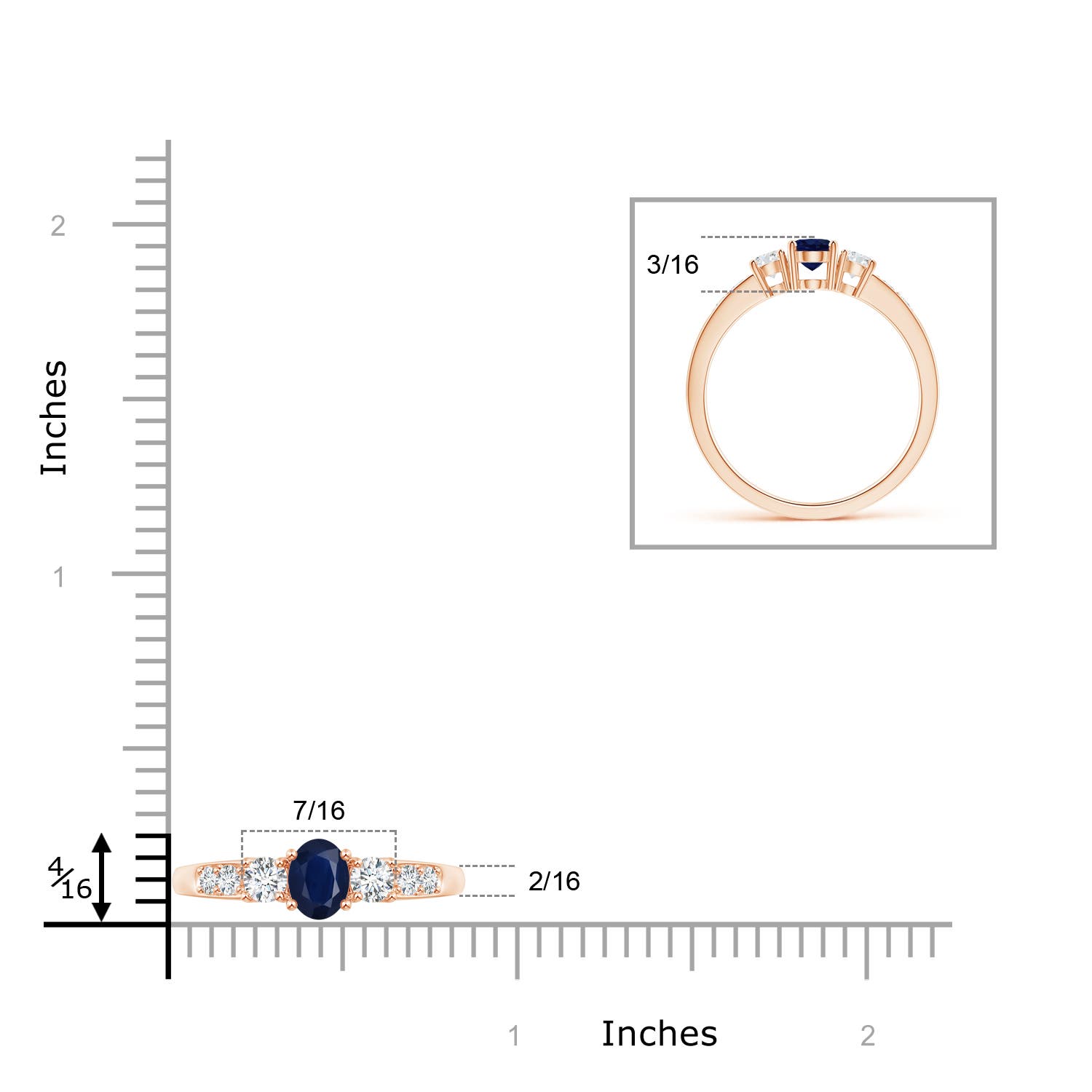 A - Blue Sapphire / 0.93 CT / 14 KT Rose Gold