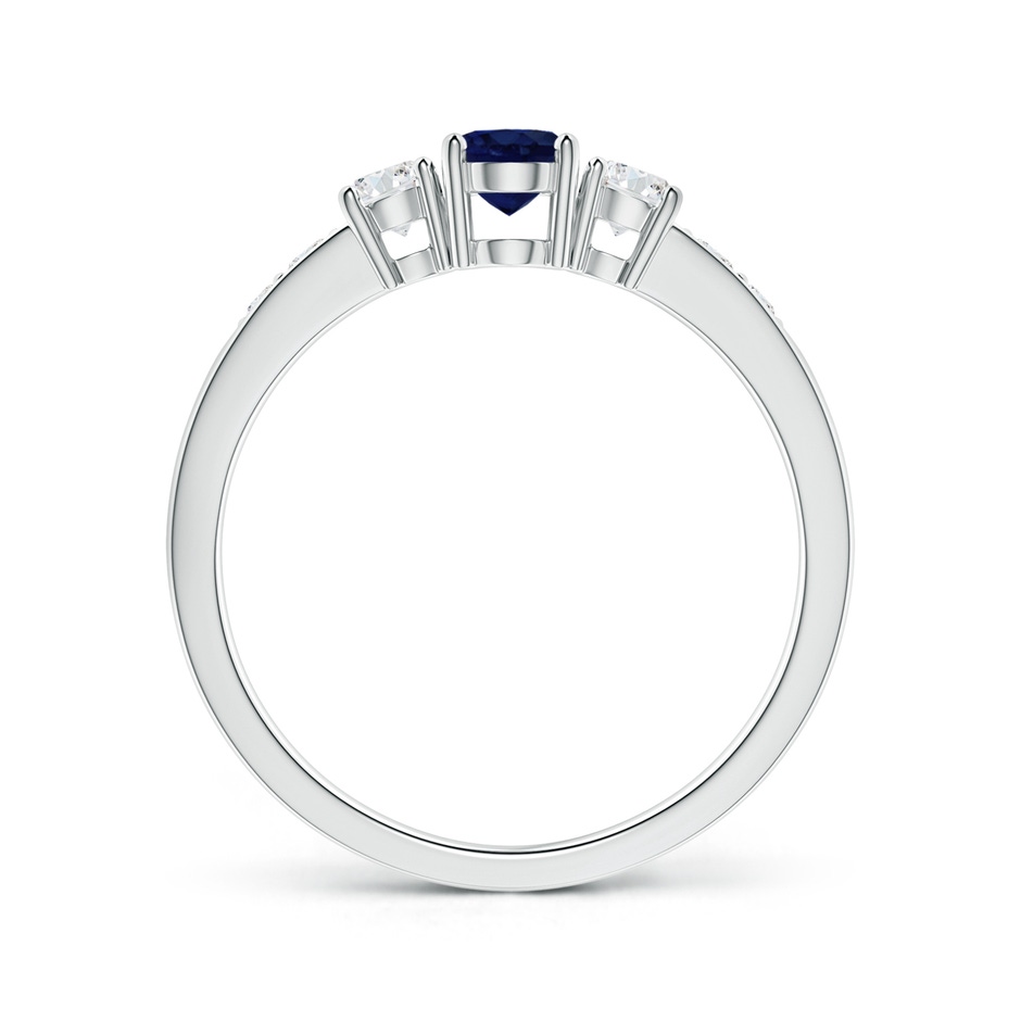 6x4mm A Three Stone Blue Sapphire and Diamond Ring with Accents in White Gold side 199