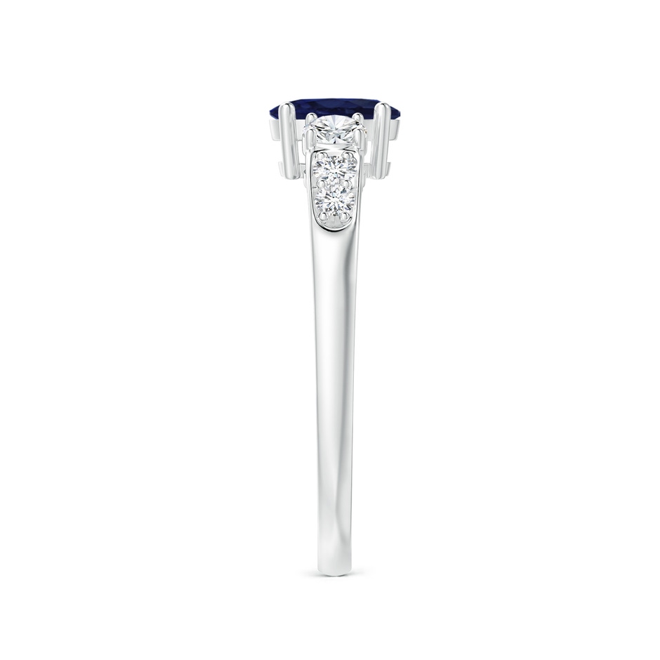 6x4mm A Three Stone Blue Sapphire and Diamond Ring with Accents in White Gold side 299