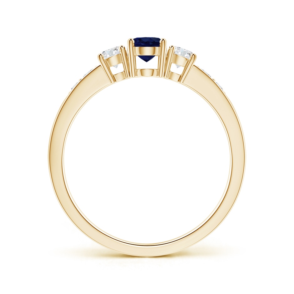 6x4mm A Three Stone Blue Sapphire and Diamond Ring with Accents in Yellow Gold side 199