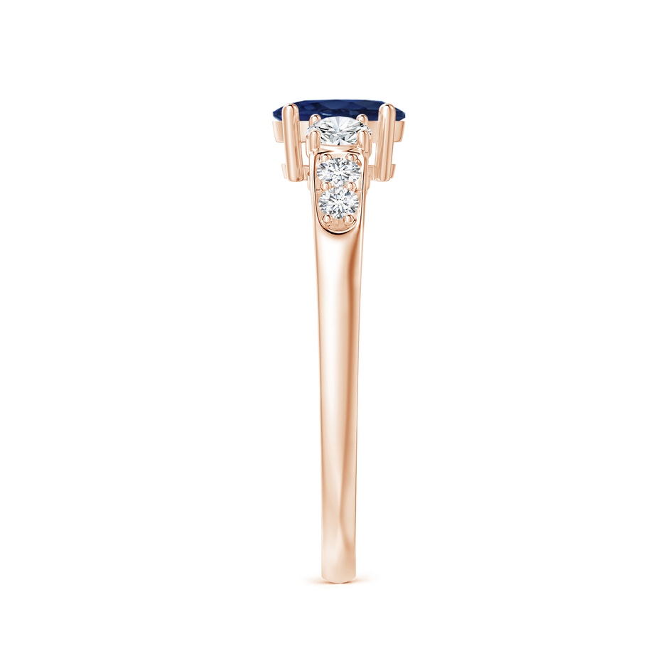 6x4mm AA Three Stone Blue Sapphire and Diamond Ring with Accents in Rose Gold side 299