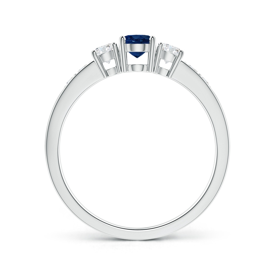 6x4mm AA Three Stone Blue Sapphire and Diamond Ring with Accents in White Gold side 199