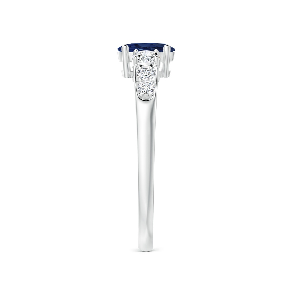 6x4mm AA Three Stone Blue Sapphire and Diamond Ring with Accents in White Gold side 299