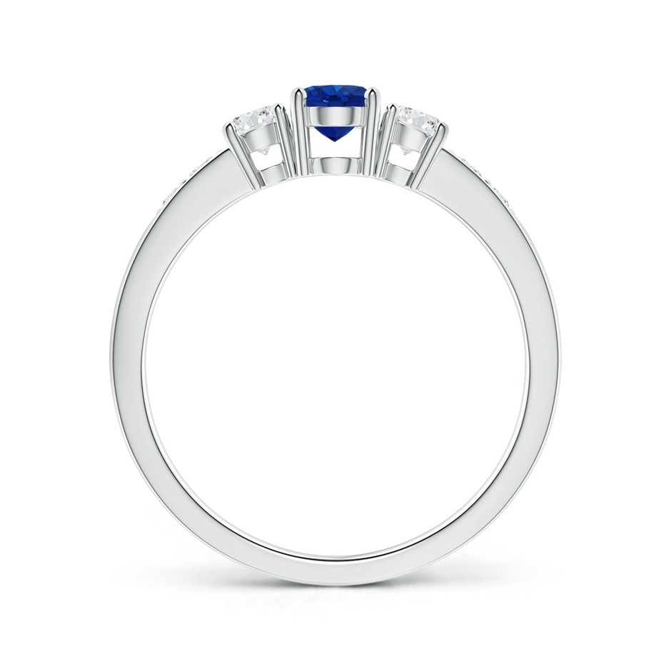 6x4mm AAA Three Stone Blue Sapphire and Diamond Ring with Accents in White Gold side 199