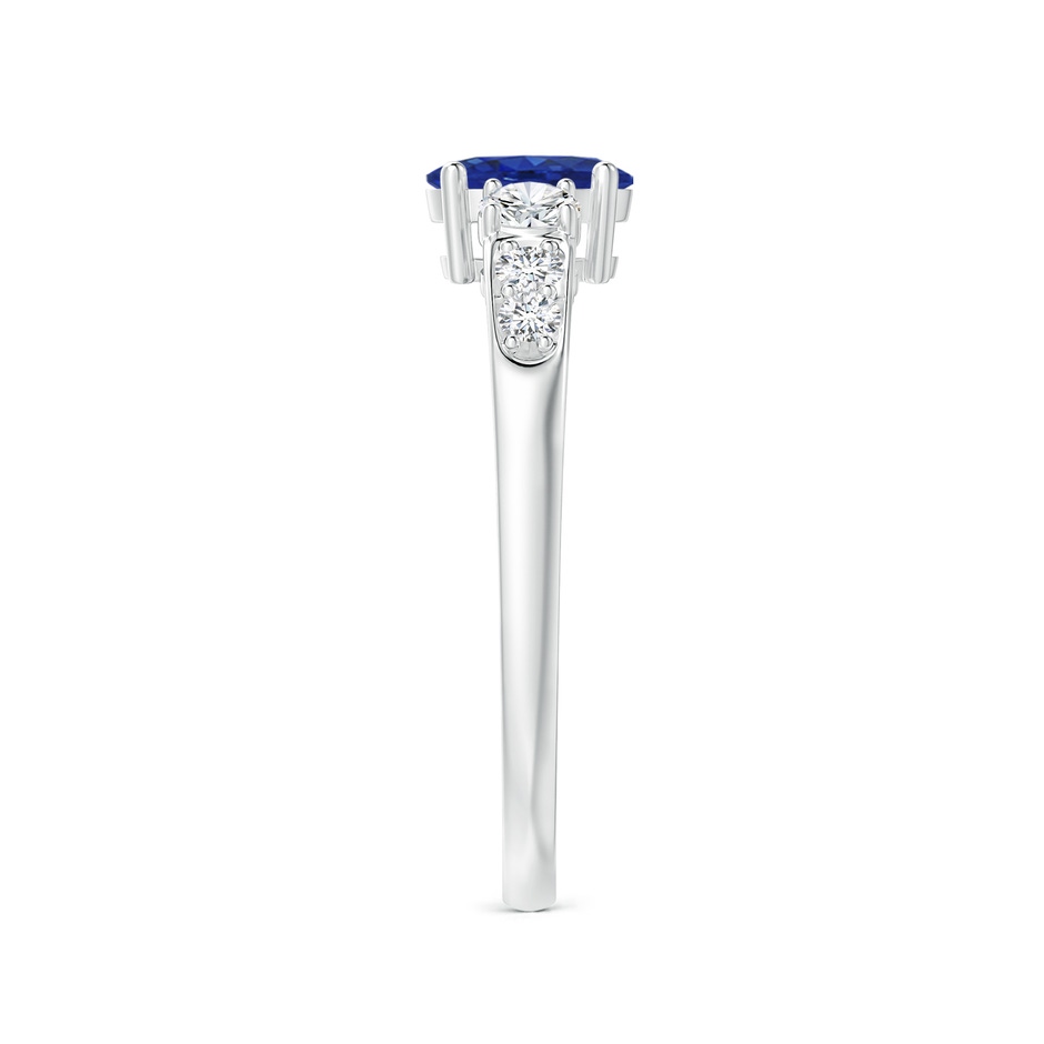 6x4mm AAA Three Stone Blue Sapphire and Diamond Ring with Accents in White Gold side 299