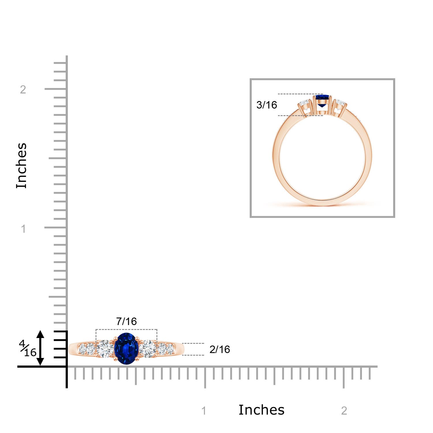 AAAA - Blue Sapphire / 0.93 CT / 14 KT Rose Gold