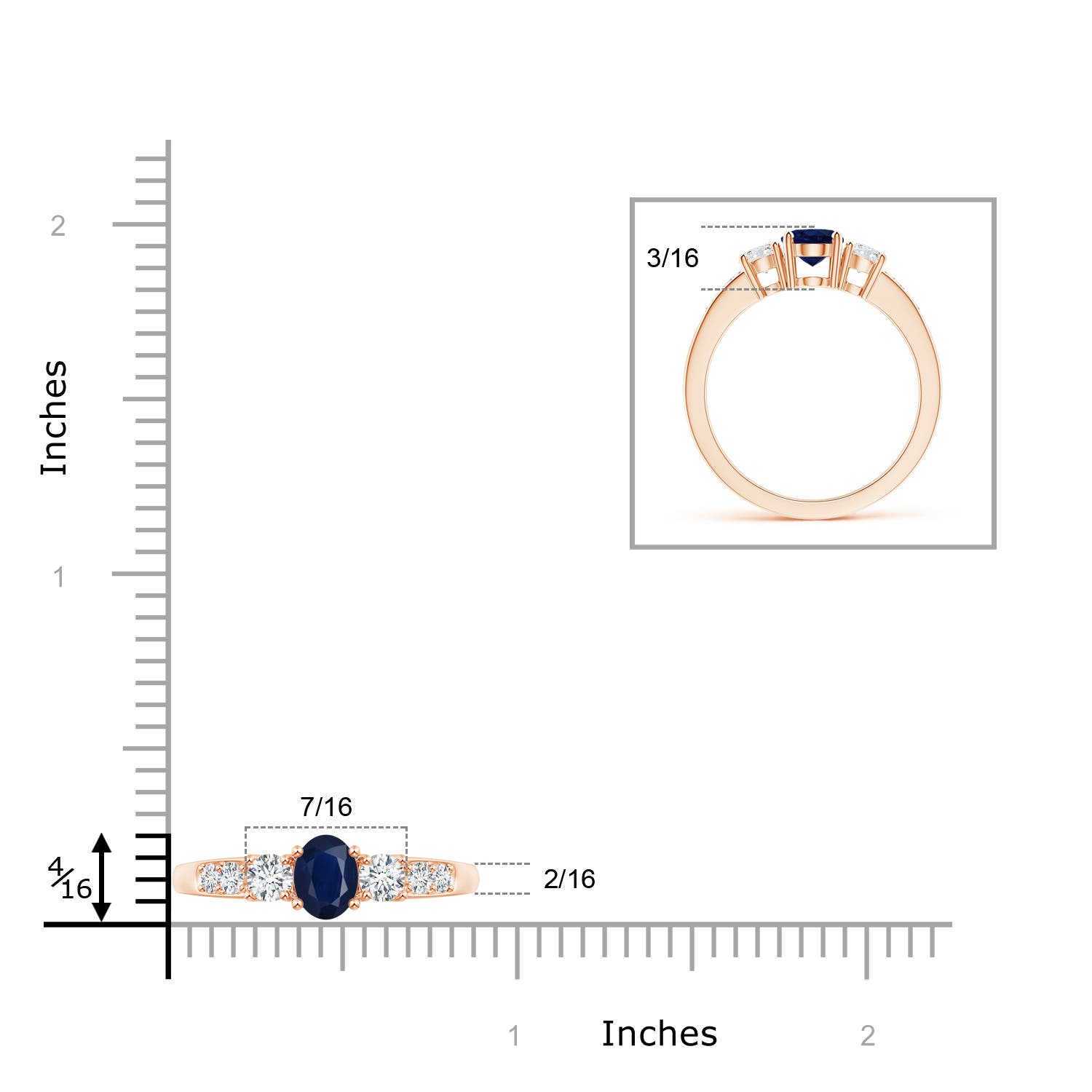 A - Blue Sapphire / 1.29 CT / 14 KT Rose Gold