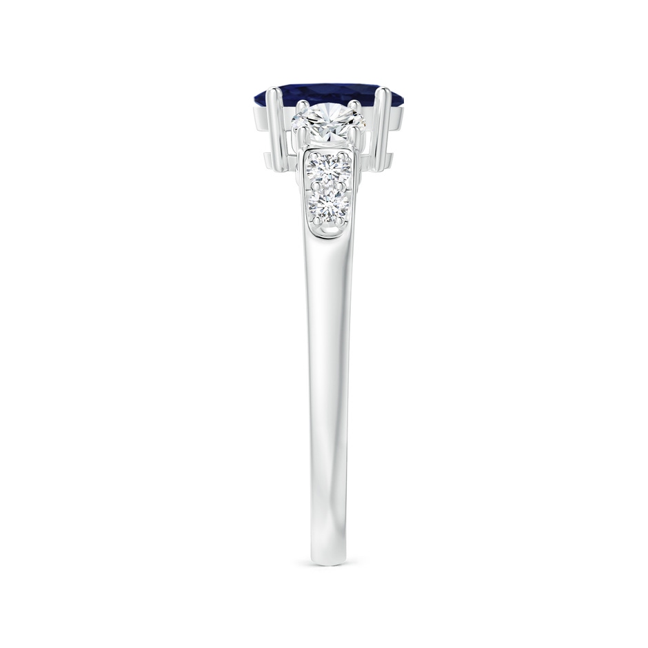 7x5mm A Three Stone Blue Sapphire and Diamond Ring with Accents in White Gold side 299
