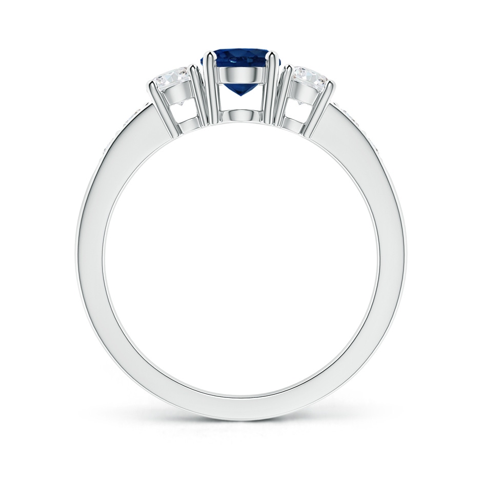 7x5mm AA Three Stone Blue Sapphire and Diamond Ring with Accents in White Gold side 199