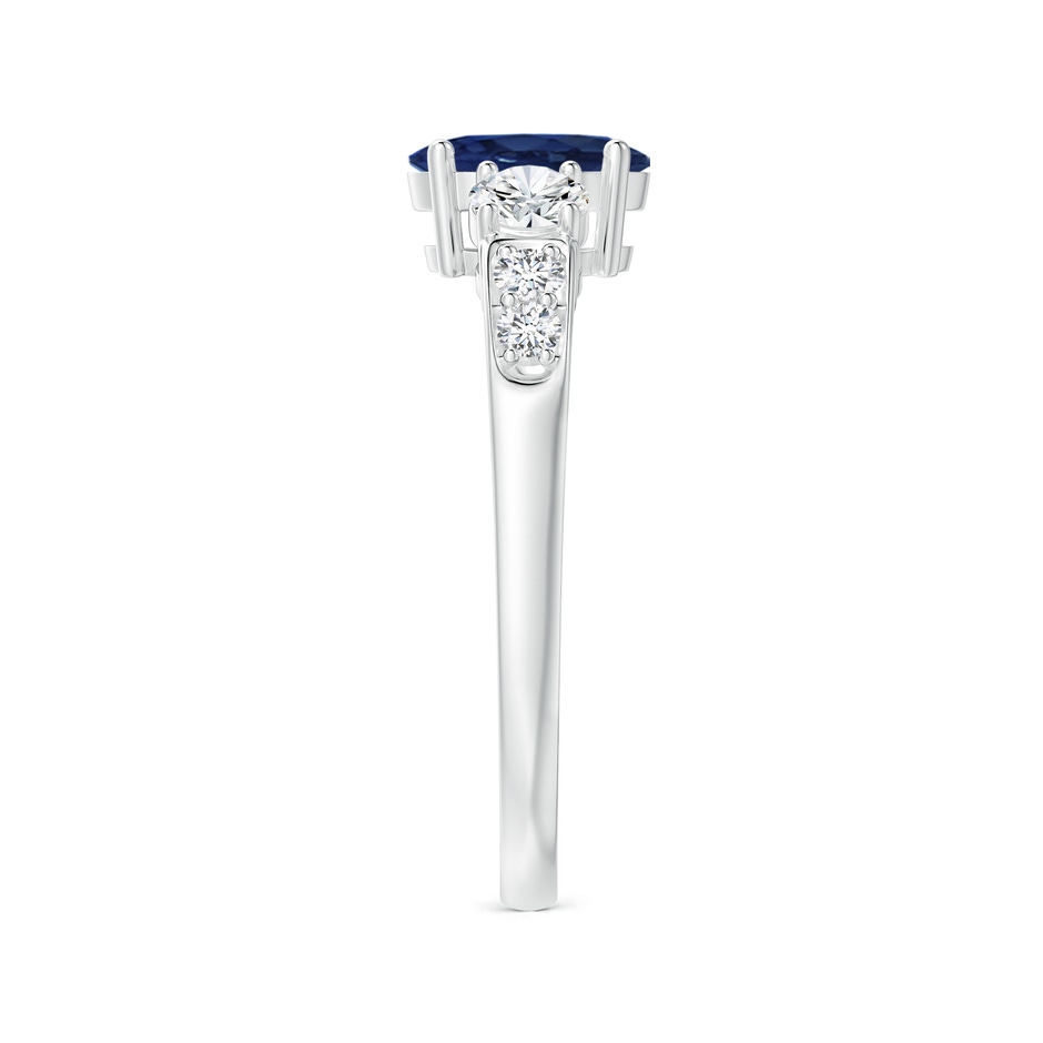7x5mm AA Three Stone Blue Sapphire and Diamond Ring with Accents in White Gold side 299