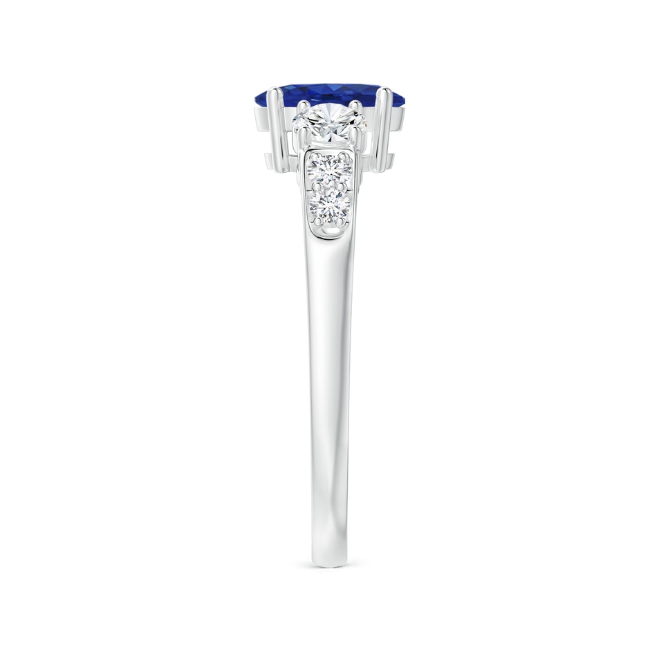 7x5mm AAA Three Stone Blue Sapphire and Diamond Ring with Accents in P950 Platinum side 299