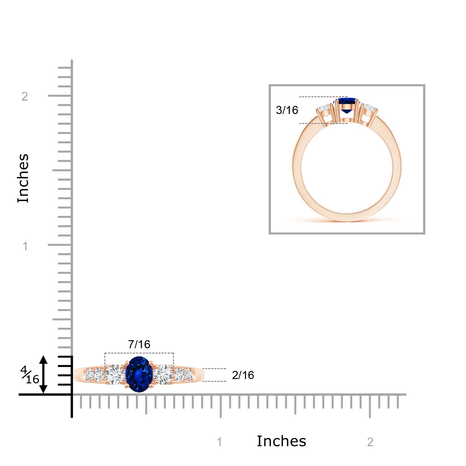 AAAA - Blue Sapphire / 1.29 CT / 14 KT Rose Gold