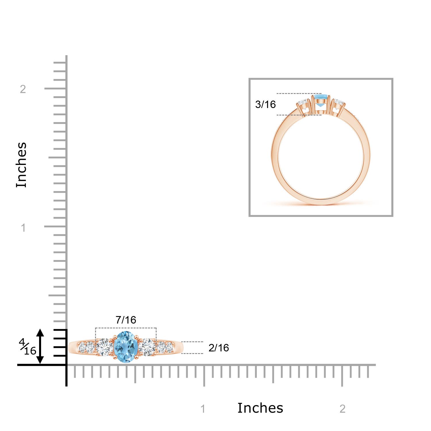 A - Swiss Blue Topaz / 0.87 CT / 14 KT Rose Gold