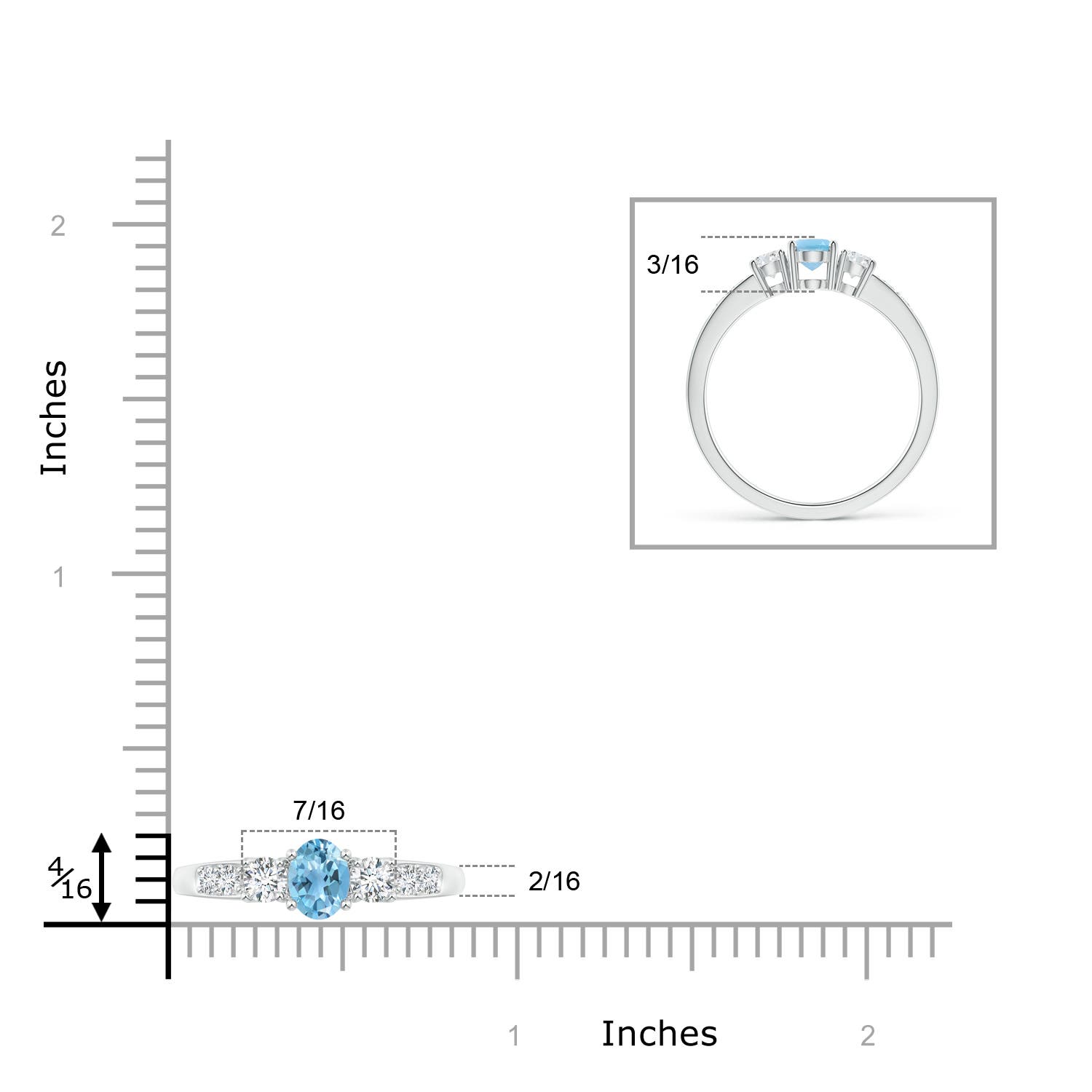 A - Swiss Blue Topaz / 0.87 CT / 14 KT White Gold