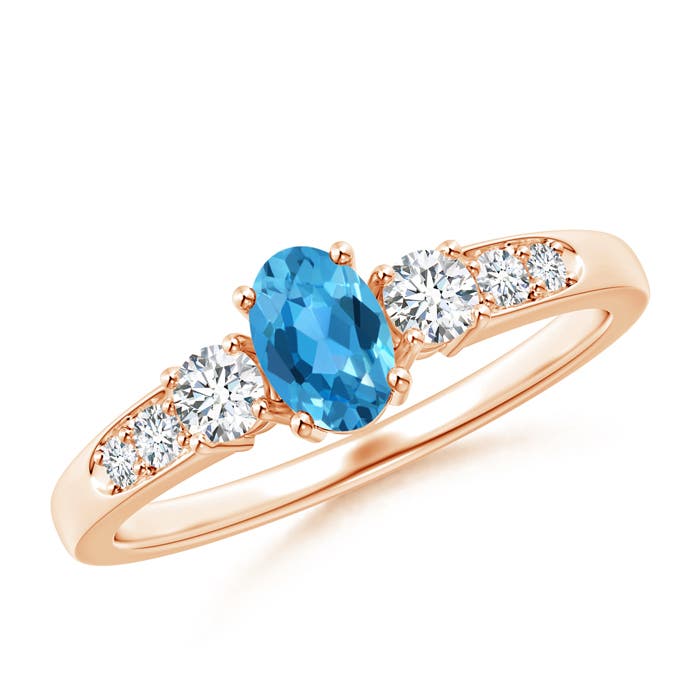 AAA - Swiss Blue Topaz / 0.87 CT / 14 KT Rose Gold