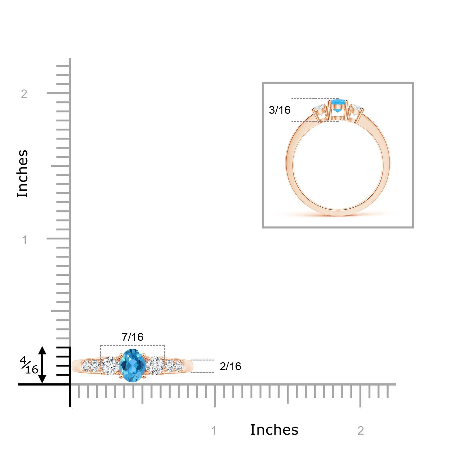 AAA - Swiss Blue Topaz / 0.87 CT / 14 KT Rose Gold