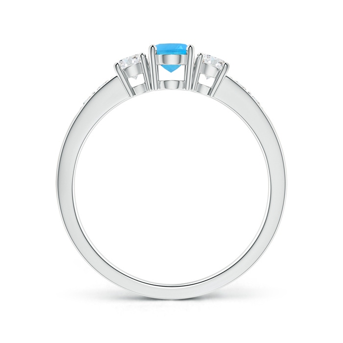 6x4mm AAA Three Stone Swiss Blue Topaz and Diamond Ring with Accents in White Gold product image