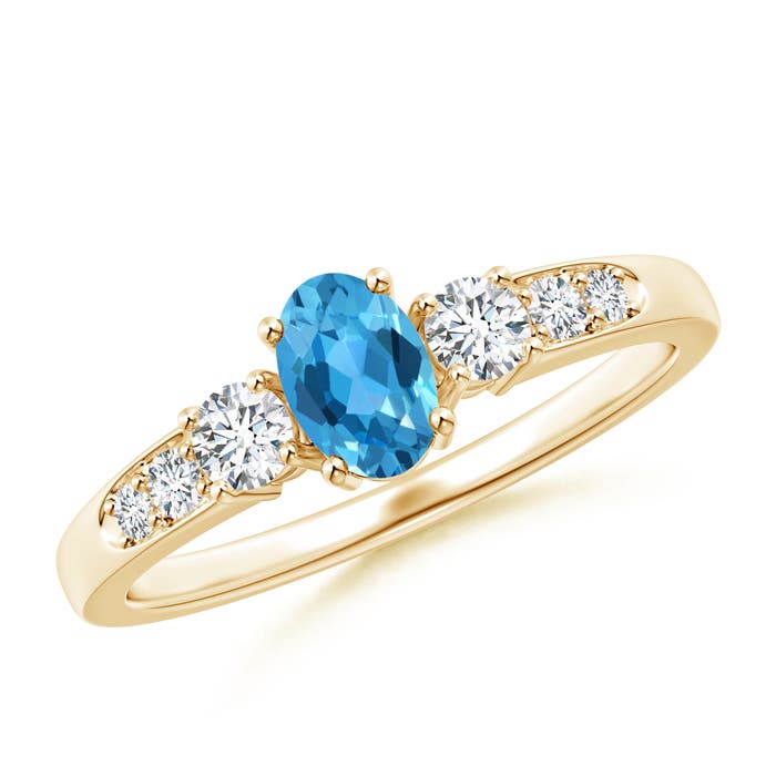 AAA - Swiss Blue Topaz / 0.87 CT / 14 KT Yellow Gold