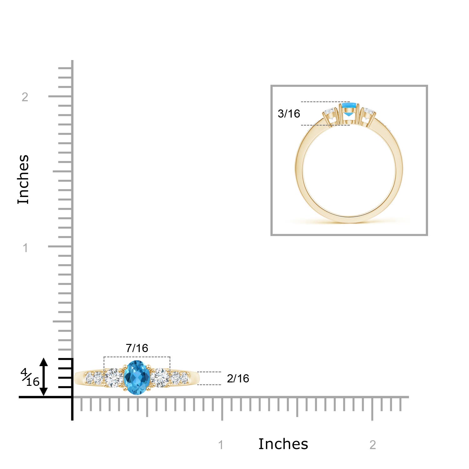 AAA - Swiss Blue Topaz / 0.87 CT / 14 KT Yellow Gold