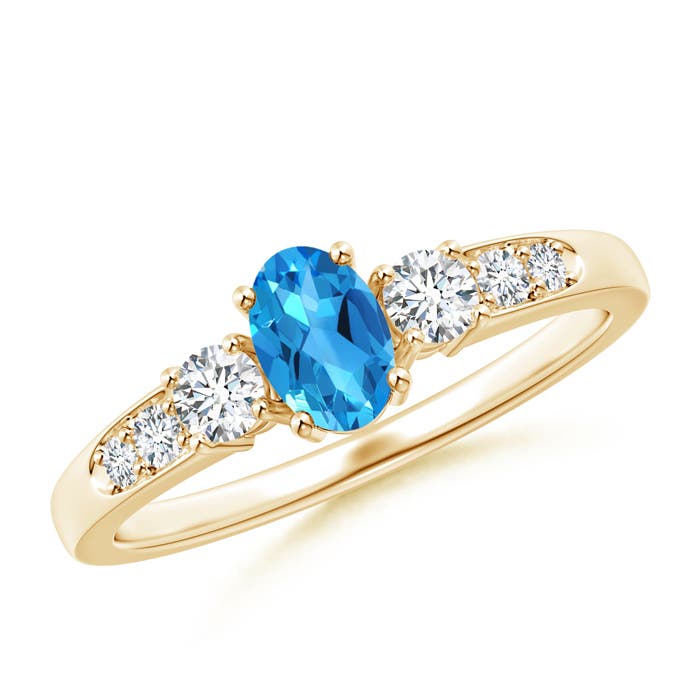 AAAA - Swiss Blue Topaz / 0.87 CT / 14 KT Yellow Gold