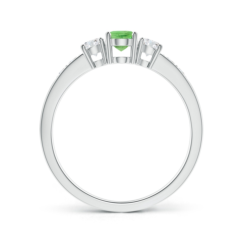 6x4mm A Three Stone Tsavorite and Diamond Ring with Accents in S999 Silver side 199