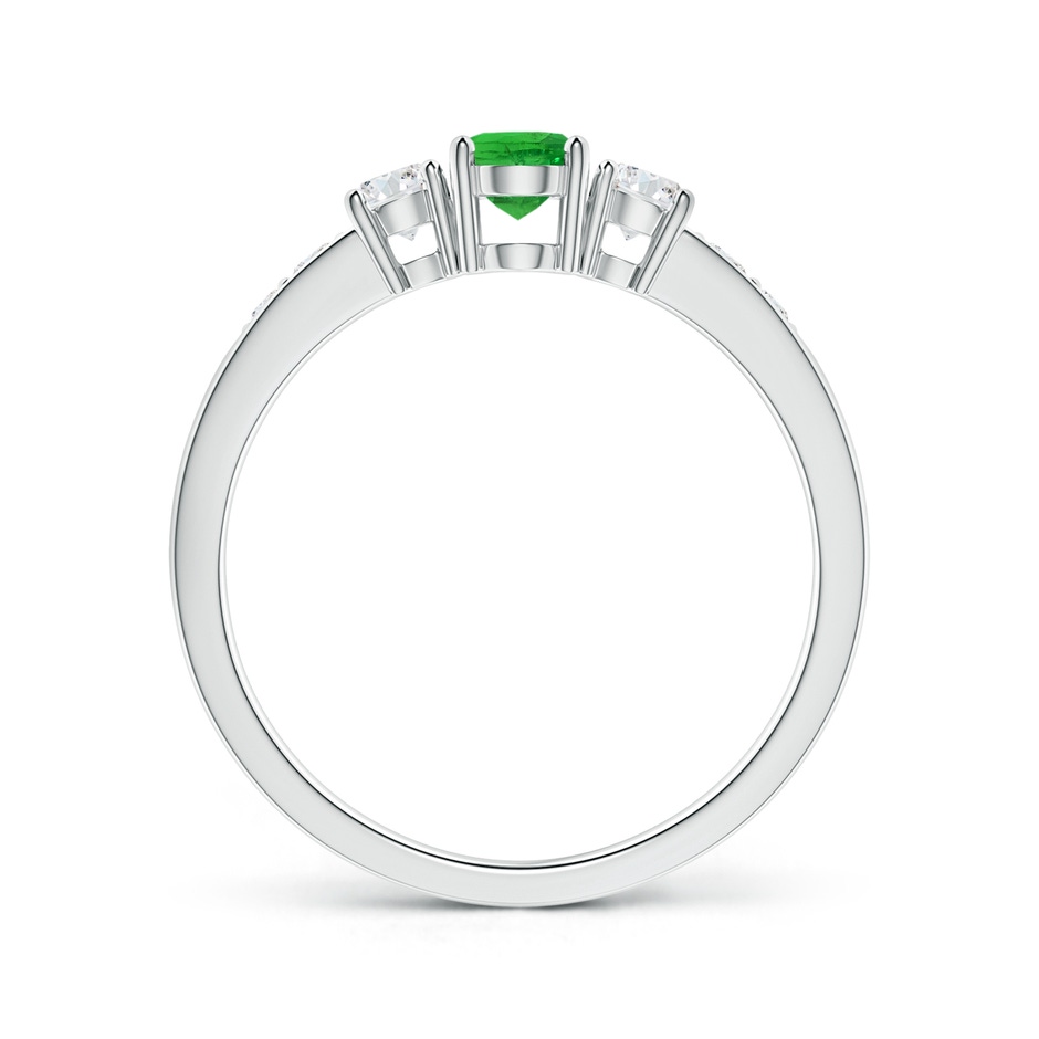 6x4mm AAA Three Stone Tsavorite and Diamond Ring with Accents in White Gold side 199