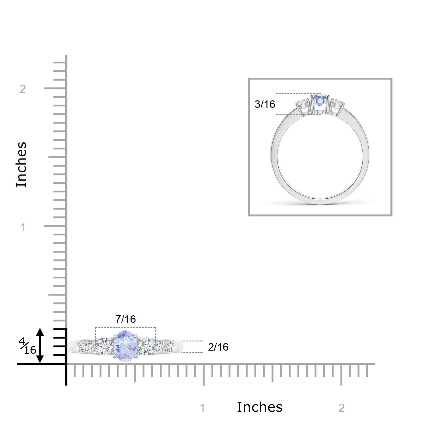 A - Tanzanite / 0.78 CT / 14 KT White Gold