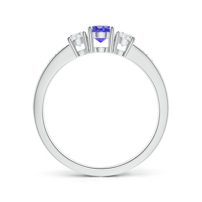 6x4mm AAA Three Stone Tanzanite and Diamond Ring with Accents in White Gold product image