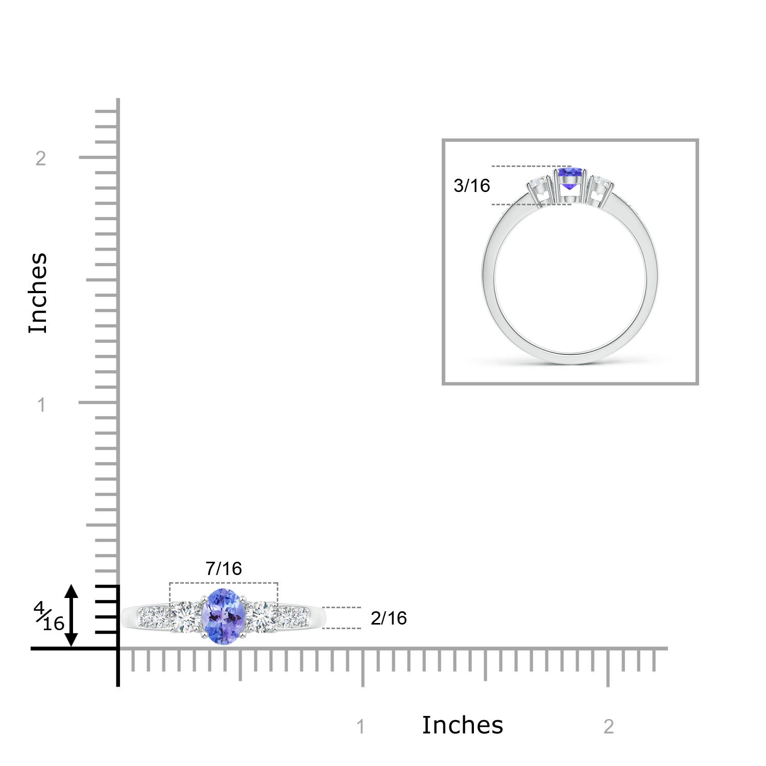 AAA - Tanzanite / 0.78 CT / 14 KT White Gold