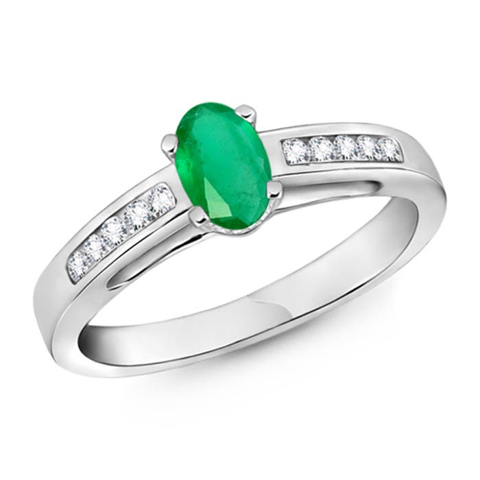 A - Emerald / 0.58 CT / 14 KT White Gold