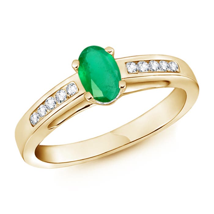 A - Emerald / 0.58 CT / 14 KT Yellow Gold