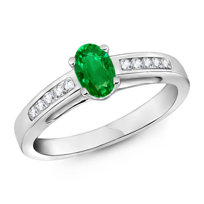 AAAA - Emerald / 0.58 CT / 14 KT White Gold