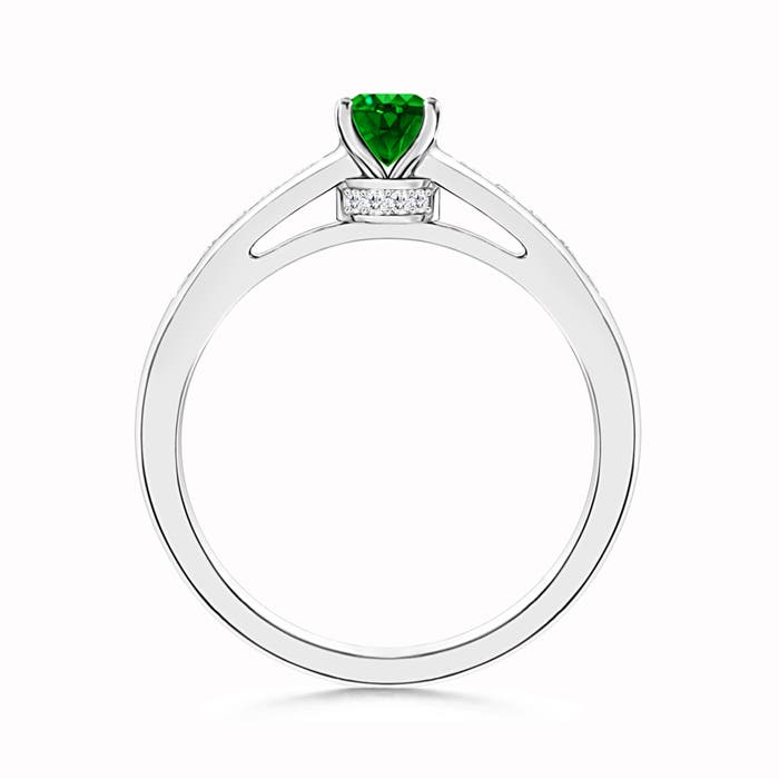 Premium - Lab-Grown Emerald / 0.58 CT / 14 KT White Gold