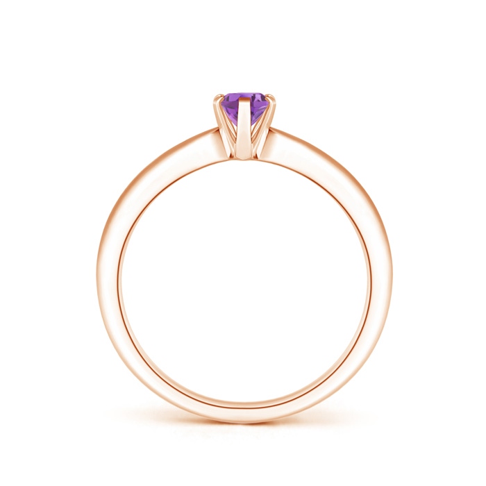 6x4mm A Tapered Shank Oval Solitaire Amethyst Ring in Rose Gold product image