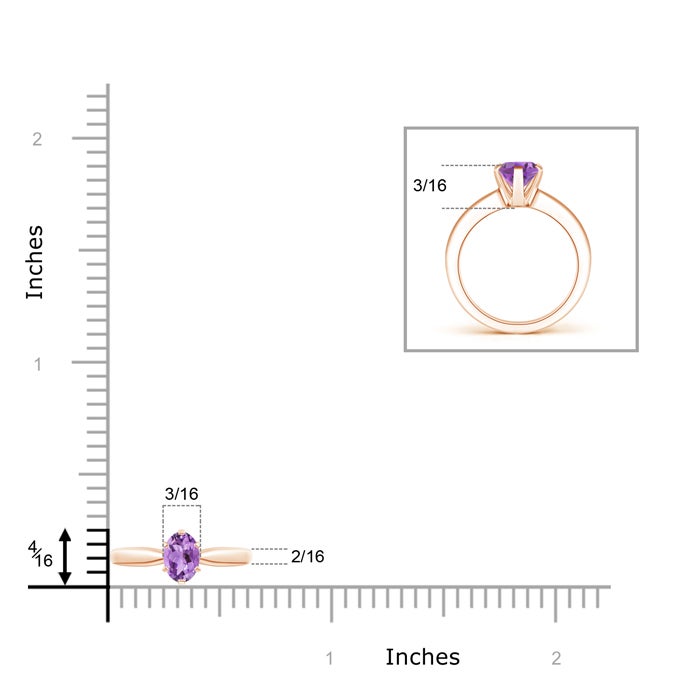 Tapered Shank Oval Solitaire Amethyst Ring