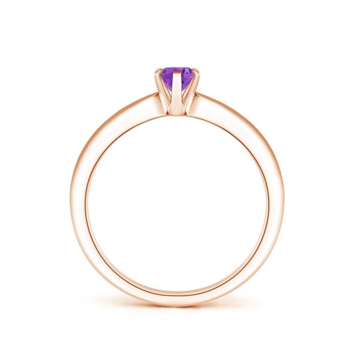 6x4mm AA Tapered Shank Oval Solitaire Amethyst Ring in Rose Gold product image
