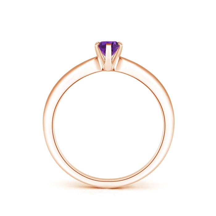 6x4mm AAAA Tapered Shank Oval Solitaire Amethyst Ring in Rose Gold product image