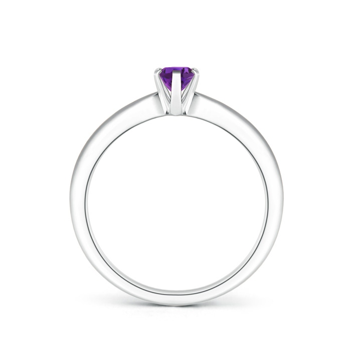 6x4mm AAAA Tapered Shank Oval Solitaire Amethyst Ring in White Gold Product Image