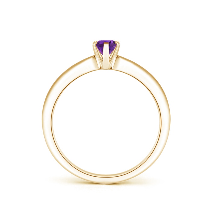 6x4mm AAAA Tapered Shank Oval Solitaire Amethyst Ring in Yellow Gold product image